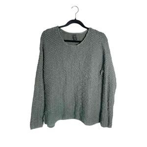Me To We Women's Green Cable Knit Pullover Chenille Sweater Large